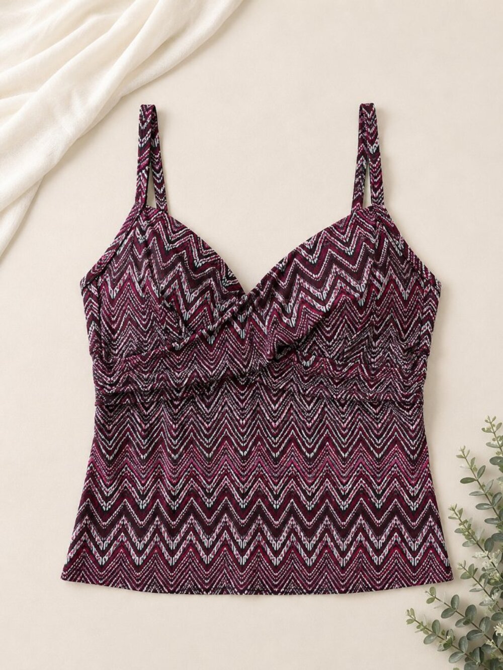 Island Escape Size 16 Chevron Tankini Swim Top